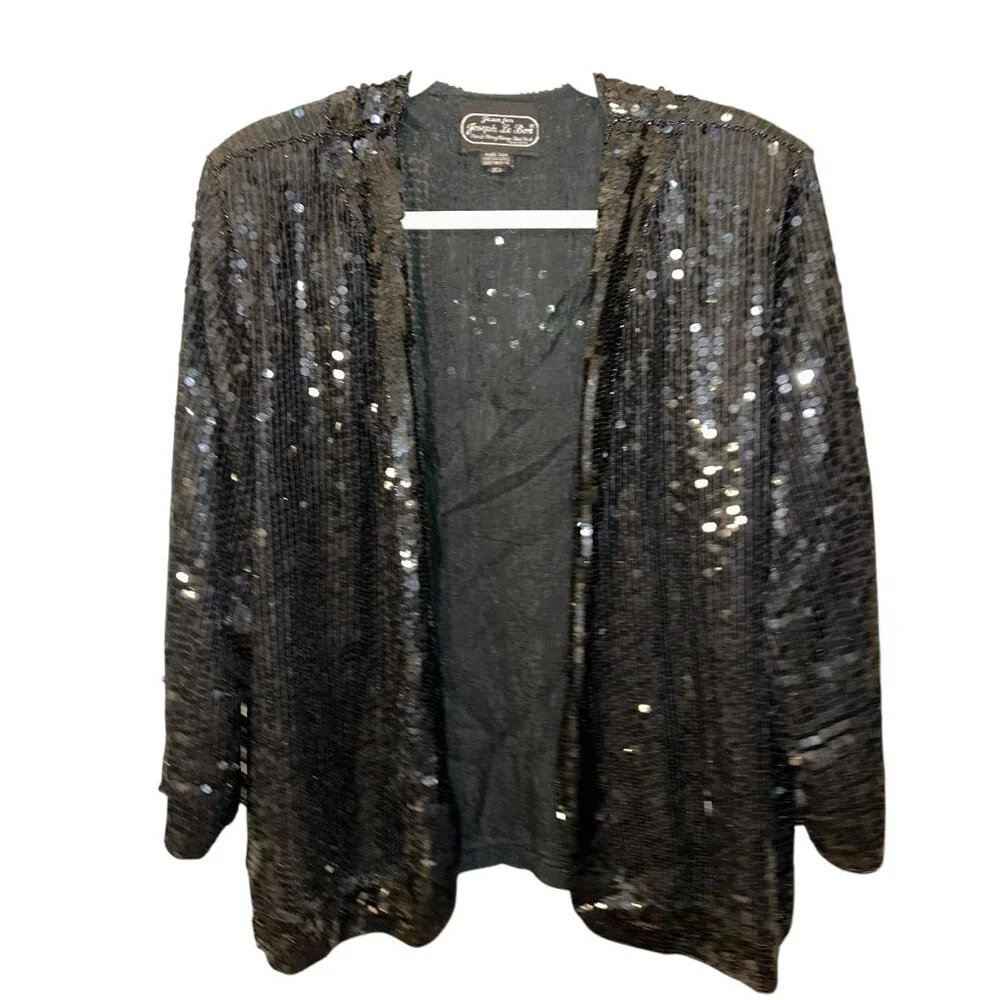 jean for joseph le bon paris Hong Kong vintage black sequin jacket 100% SILK X3